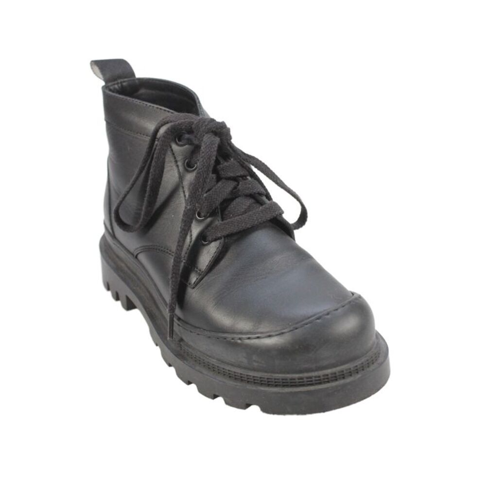 Loewe Womens Leather Lace Up Ankle Boots Black Size 7